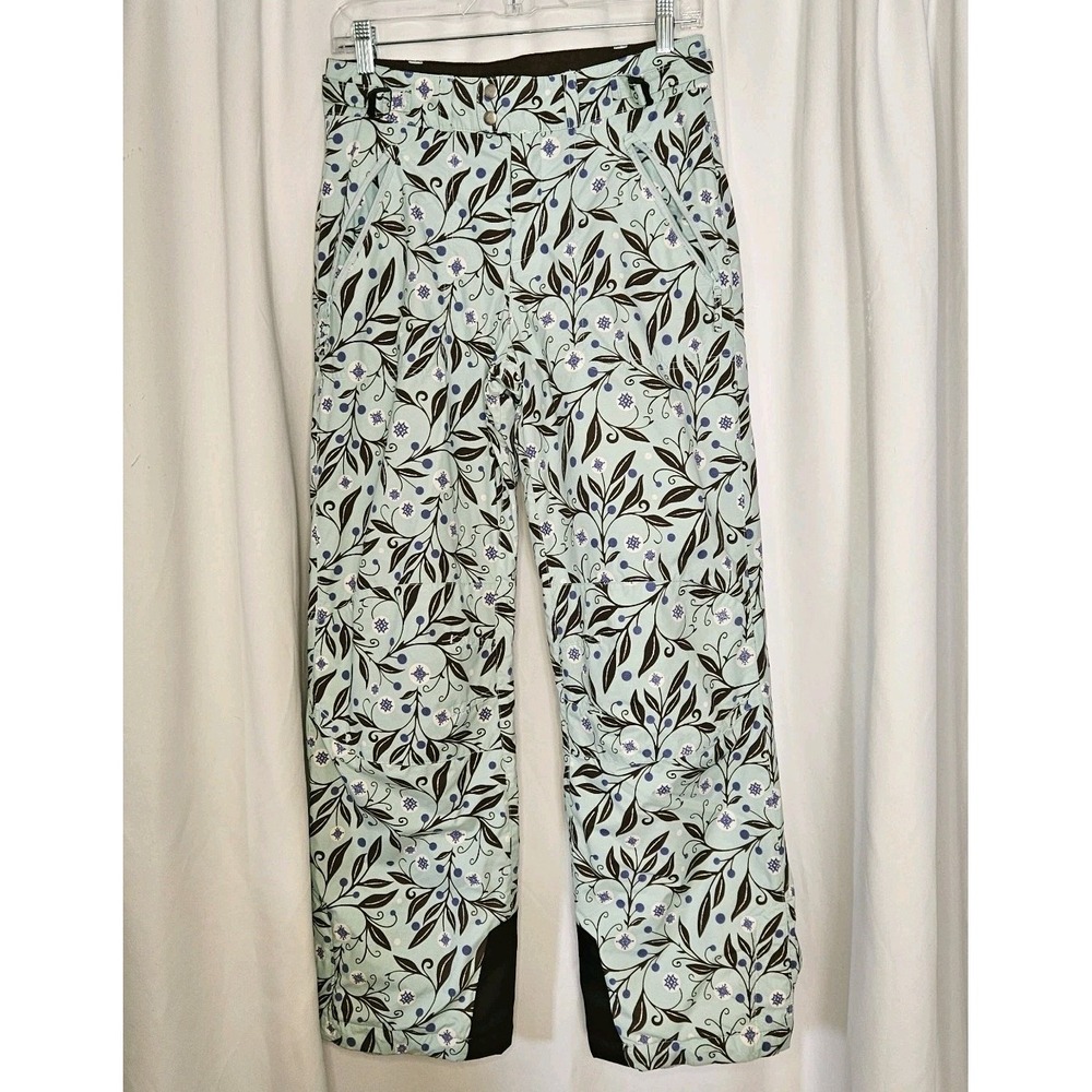 Columbia Ski‎ Snow Pants Teal Brown Floral Girls 14/16 Water Resistant